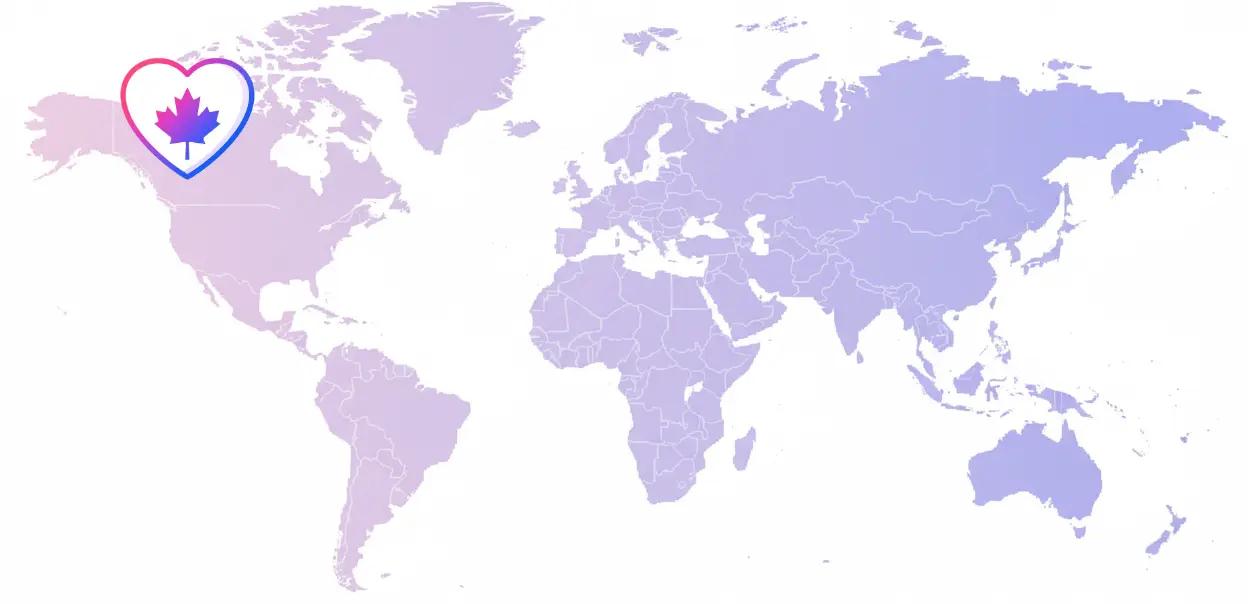 World map with heart icon