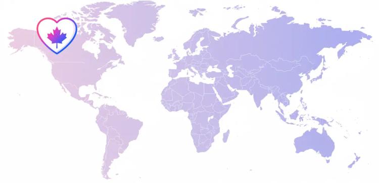 World map with heart icon