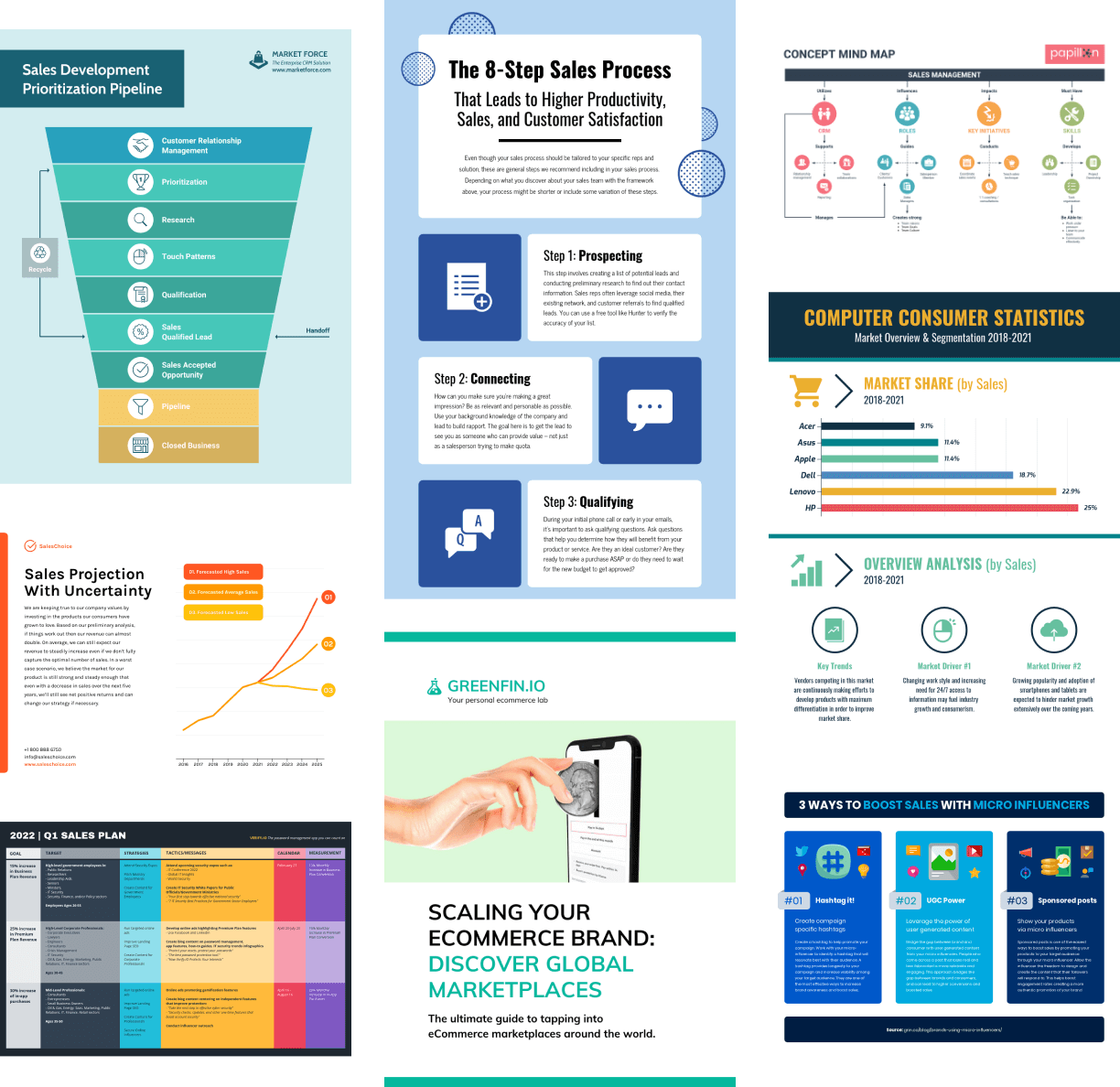 Collage of various template examples available